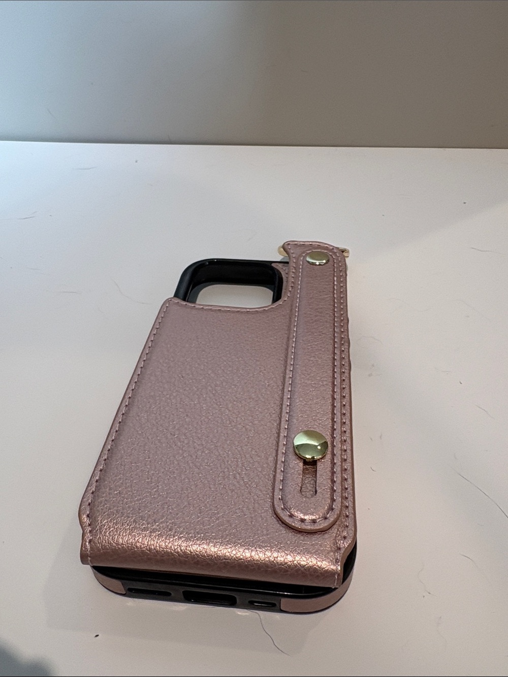 Phone Wallet Case with Strap - Rose Gold I phone fit for 14,13, 12